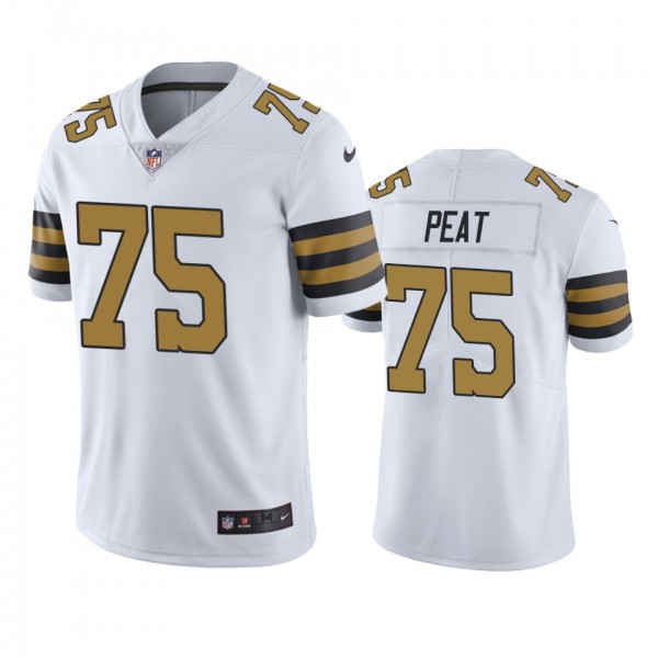 New Orleans Saints #75 Men's White Andrus Peat Col...