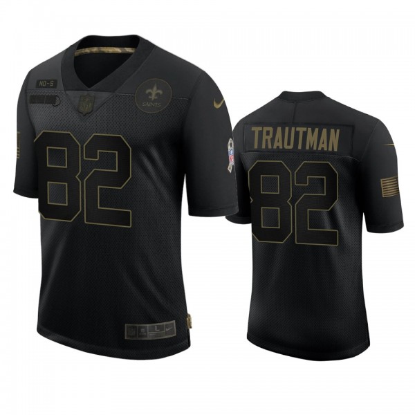 New Orleans Saints Adam Trautman Black 2020 Salute to Service Limited Jersey