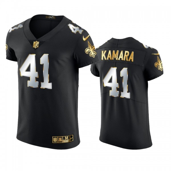 New Orleans Saints Alvin Kamara Black Golden Editi...