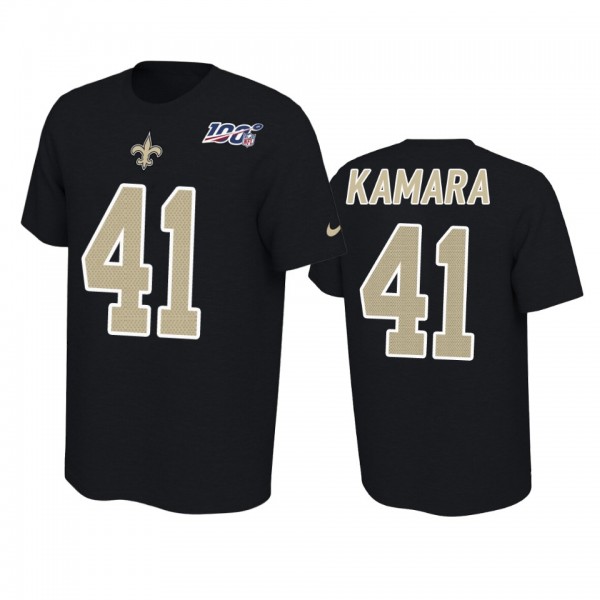 New Orleans Saints Alvin Kamara Black 100th Season Player Pride T-Shirt