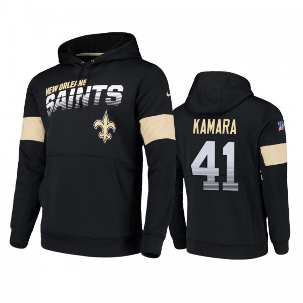 New Orleans Saints Alvin Kamara Black 100th Season Sideline Team Logo Hoodie