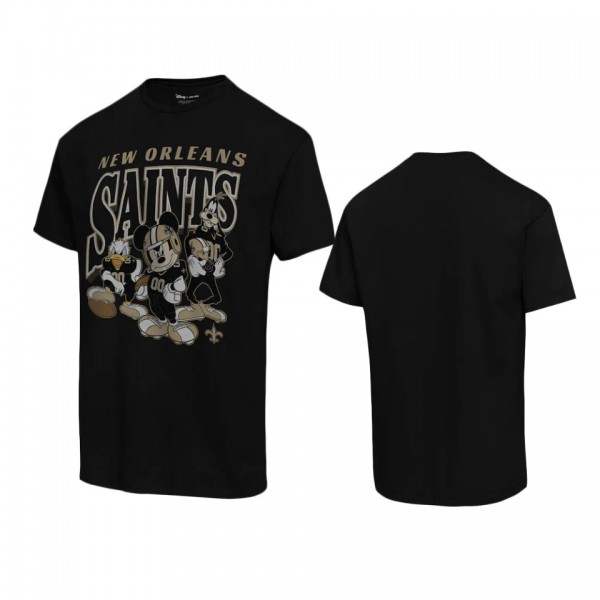 New Orleans Saints Black Disney Mickey Huddle T-Sh...