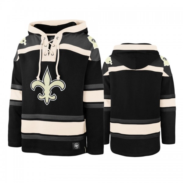 New Orleans Saints Black Gray Lacer V-Neck Pullove...