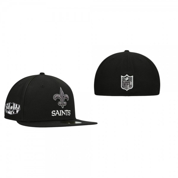 New Orleans Saints Black Super Bowl Patch 59FIFTY ...