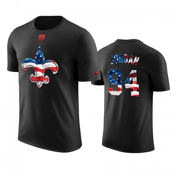 New Orleans Saints Cameron Jordan Black 2020 Independence Day Stars & Stripes T-Shirt