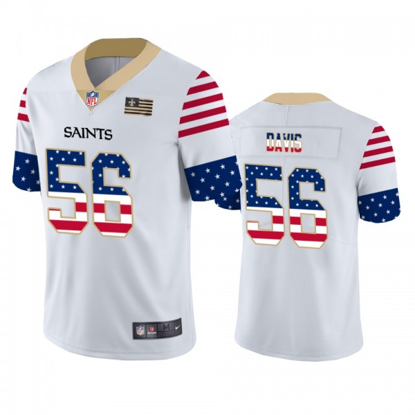 Demario Davis New Orleans Saints White Independence Day Stars & Stripes Jersey
