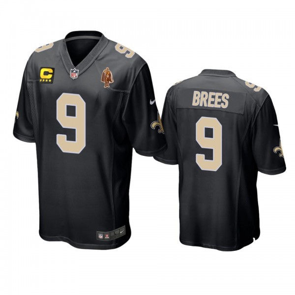 New Orleans Saints Drew Brees Black Game Captain Patch Jersey