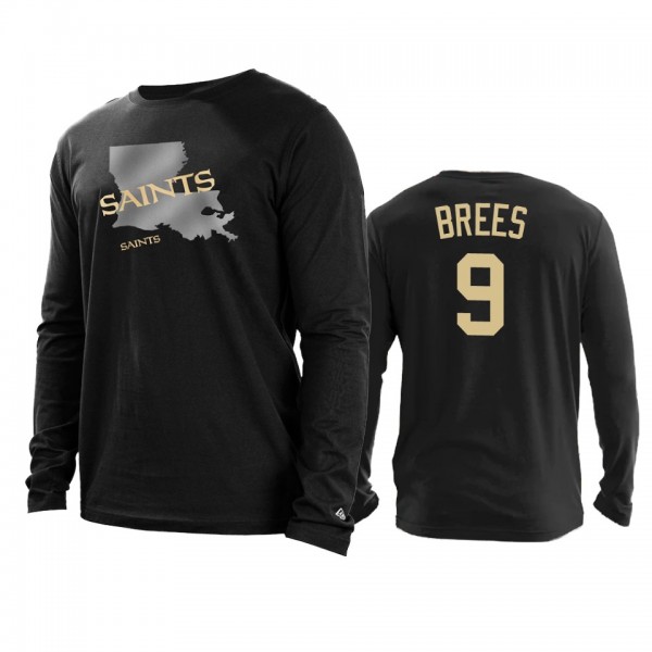 New Orleans Saints Drew Brees Black State Long Sle...