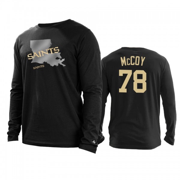 New Orleans Saints Erik McCoy Black State Long Sle...