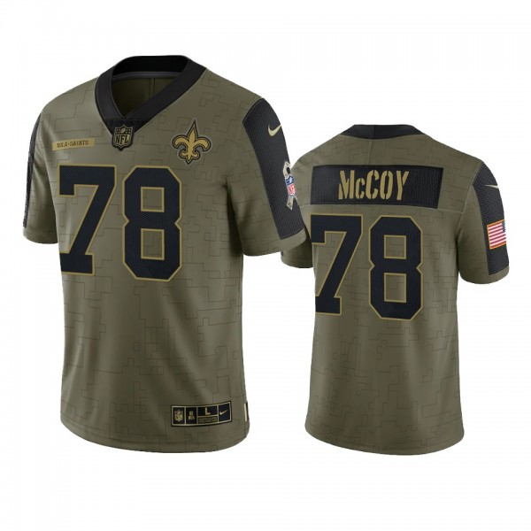 New Orleans Saints Erik McCoy Olive 2021 Salute To...