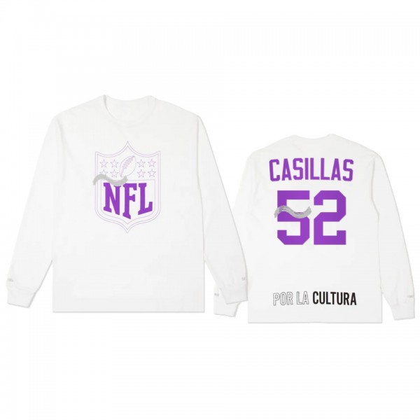 New Orleans Saints Jonathan Casillas White Por La Cultura Long Sleeve T-Shirt