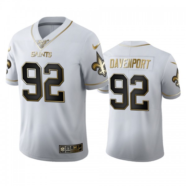 Marcus Davenport Saints White 100th Season Golden Edition Jersey