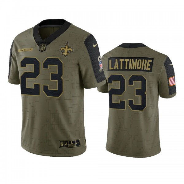 New Orleans Saints Marshon Lattimore Olive 2021 Salute To Service Limited Jersey