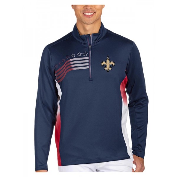 New Orleans Saints Navy Red Liberty Quarter-Zip Pu...