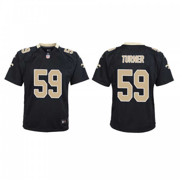 Youth New Orleans Saints Trai Turner Black Game Je...