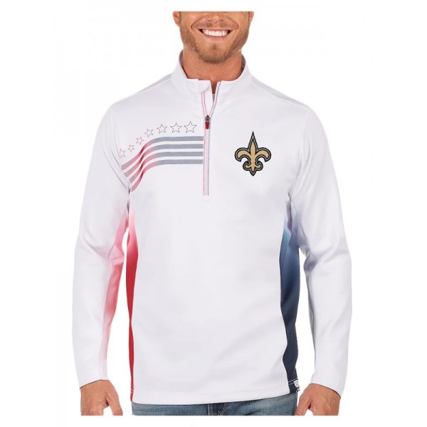 New Orleans Saints White Navy Liberty Quarter-Zip ...