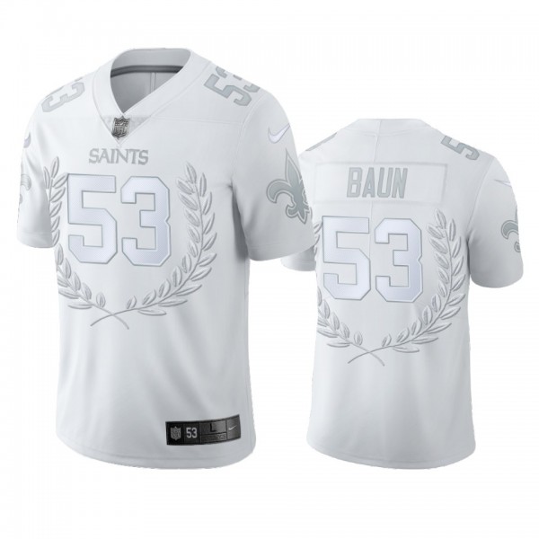 New Orleans Saints Zack Baun White Platinum Limite...