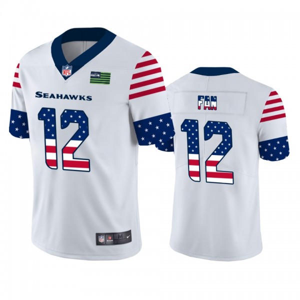 12th Fan Seattle Seahawks White Independence Day S...