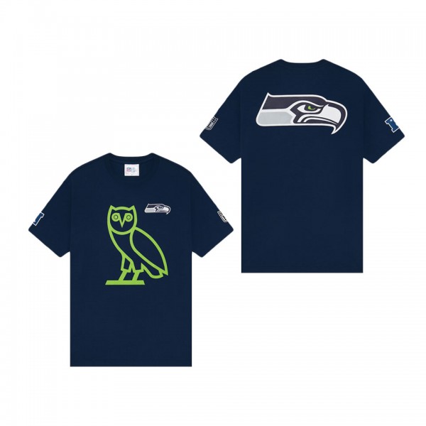 Men's Seattle Seahawks OVO x NFL College Navy OG Owl T-Shirt