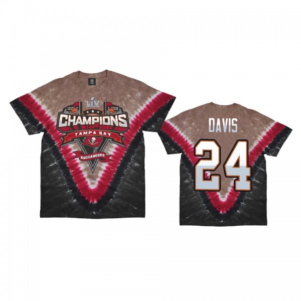 Tampa Bay Buccaneers Carlton Davis Black Super Bowl LV Champions V-Dye T-Shirt