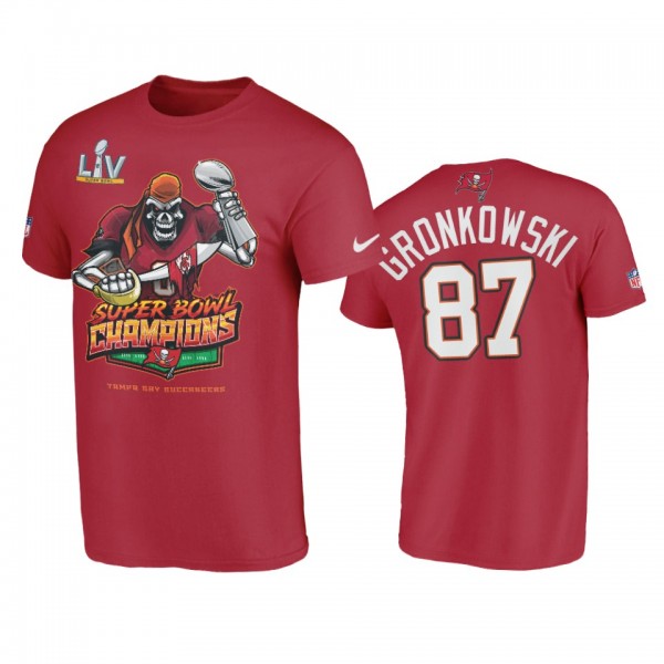 Tampa Bay Buccaneers Rob Gronkowski Red Super Bowl LV Champions Cartoon T-Shirt