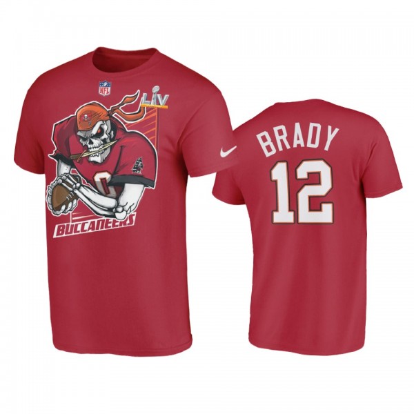 Tampa Bay Buccaneers Tom Brady Red Super Bowl LV Cartoon T-Shirt