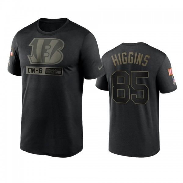 Cincinnati Bengals Tee Higgins Black 2020 Salute To Service Team Logo Performance T-shirt