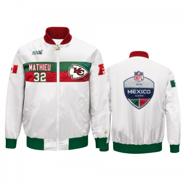 Kansas City Chiefs Tyrann Mathieu White 2019 NFL Mexico Game NFL 100 Full-Zip Jacket