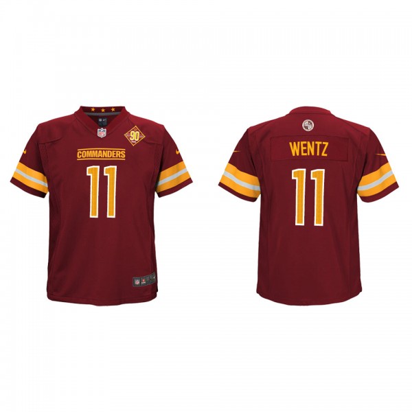 Carson Wentz Youth Commanders Burgundy 90th Anniversary Game Jersey