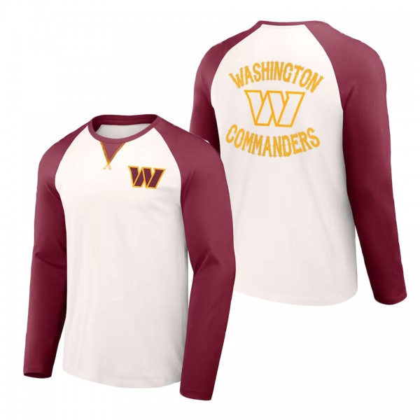 Men's Washington Commanders NFL x Darius Rucker Collection by Fanatics Cream Burgundy Long Sleeve Raglan T-Shirt