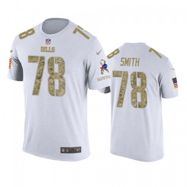 Bills #78 Bruce Smith White Salute to Service T-Sh...