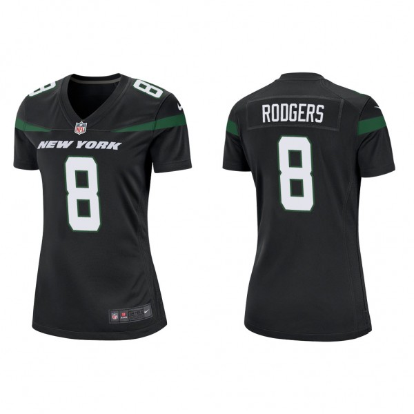 Women's New York Jets Aaron Rodgers Black Game Jer...