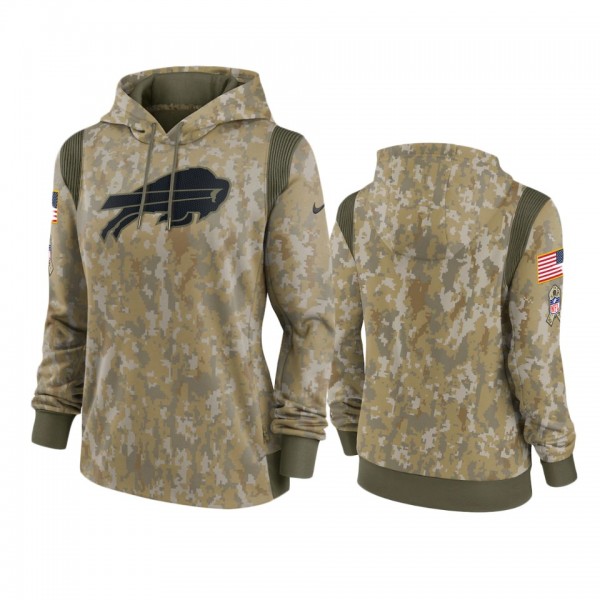 Women's Buffalo Bills Olive 2021 Salute To Service Therma Performance Hoodie