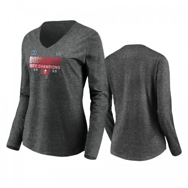 Women's Tampa Bay Buccaneers Charcoal 2020 NFC Champions Scramble Long Sleeve T-Shirt