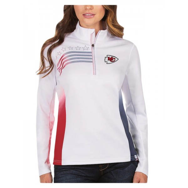 Women's Kansas City Chiefs White Liberty Quarter-Z...