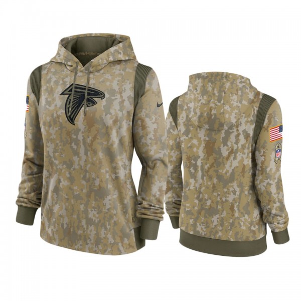 Women's Atlanta Falcons Olive 2021 Salute To Service Therma Performance Hoodie