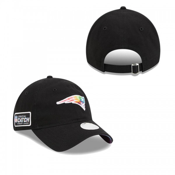 Women's New England Patriots Black 2023 NFL Crucial Catch 9TWENTY Adjustable Hat