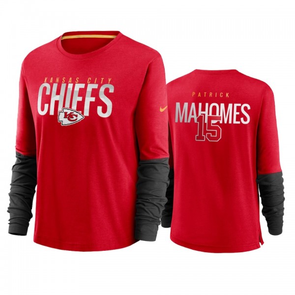 Women's Patrick Mahomes Kansas City Chiefs Red City Mascot Breathe Long Sleeve T-Shirt