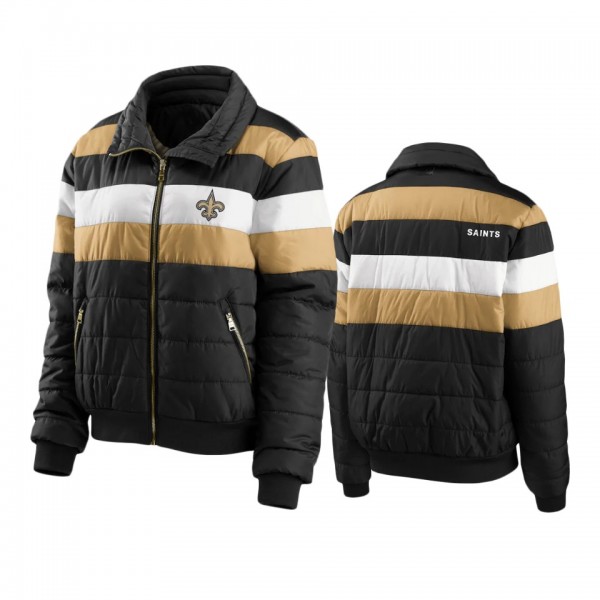 Women's New Orleans Saints WEAR by Erin Andrews Black Puffer Full-Zip Jacket