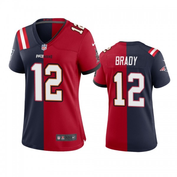 Women's Tampa Bay Buccaneers Tom Brady Navy Red Split Jersey