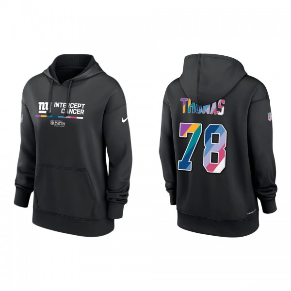 Women's Andrew Thomas New York Giants Black 2022 NFL Crucial Catch Therma Performance Pullover Hoodie