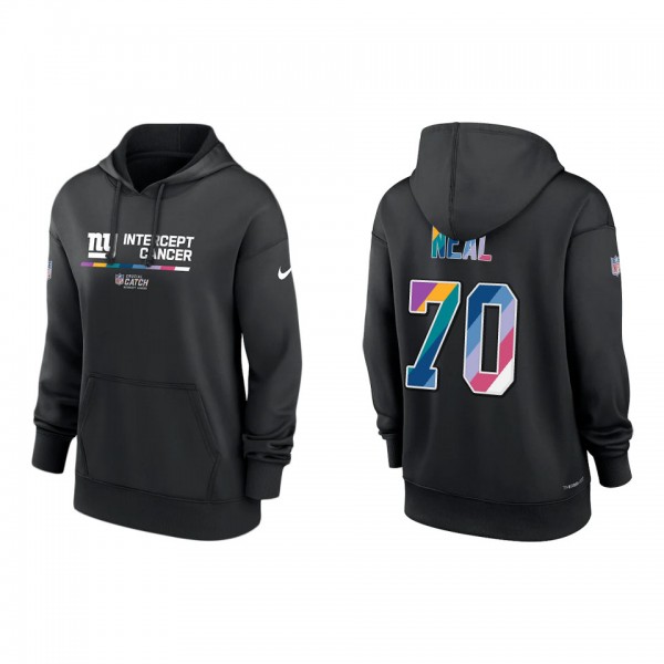 Women's Evan Neal New York Giants Black 2022 NFL Crucial Catch Therma Performance Pullover Hoodie