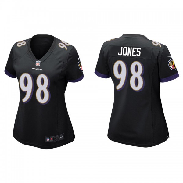 Women's Baltimore Ravens Travis Jones Black Game J...