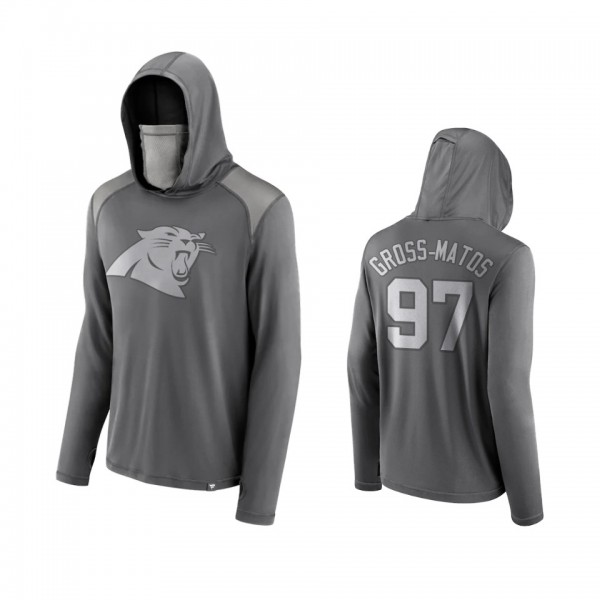 Yetur Gross-Matos Carolina Panthers Gray Rally On Transitional Face Covering Pullover Hoodie