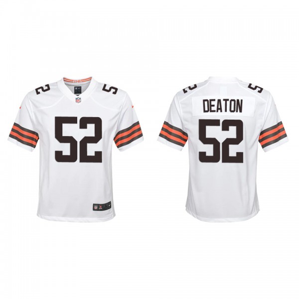 Youth Cleveland Browns Dawson Deaton White Game Je...