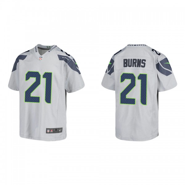 Youth Seattle Seahawks Artie Burns Gray Game Jerse...