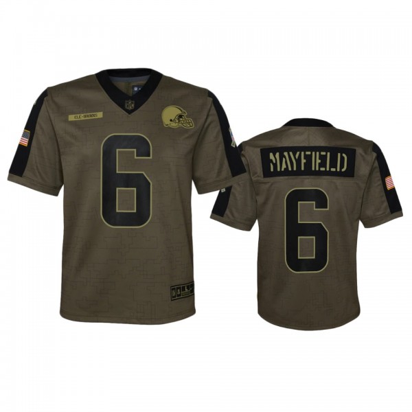 Youth Cleveland Browns Baker Mayfield Olive 2021 S...