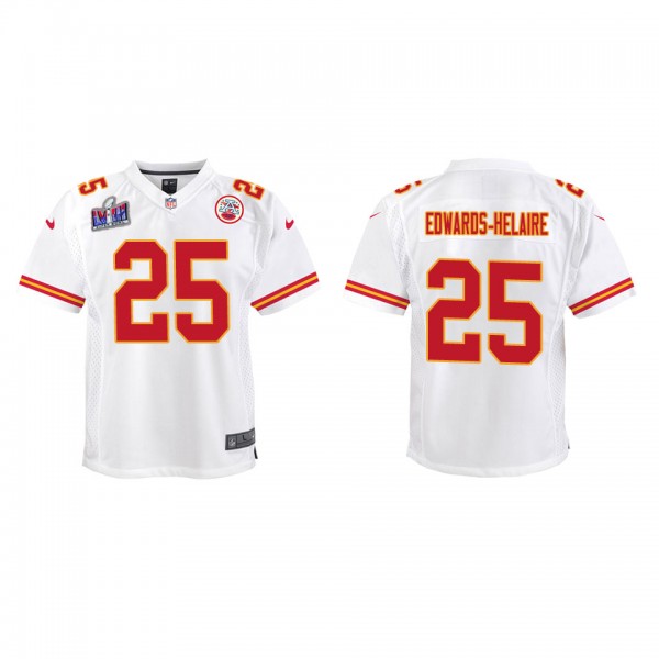 Youth Clyde Edwards-Helaire Kansas City Chiefs White Super Bowl LVIII Game Jersey