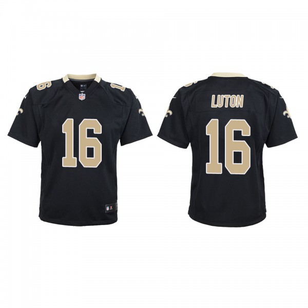 Youth New Orleans Saints Jake Luton Black Game Jer...