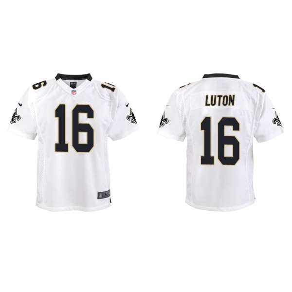 Youth New Orleans Saints Jake Luton White Game Jer...